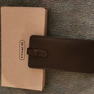 Coach leather gusseted eyeglass case